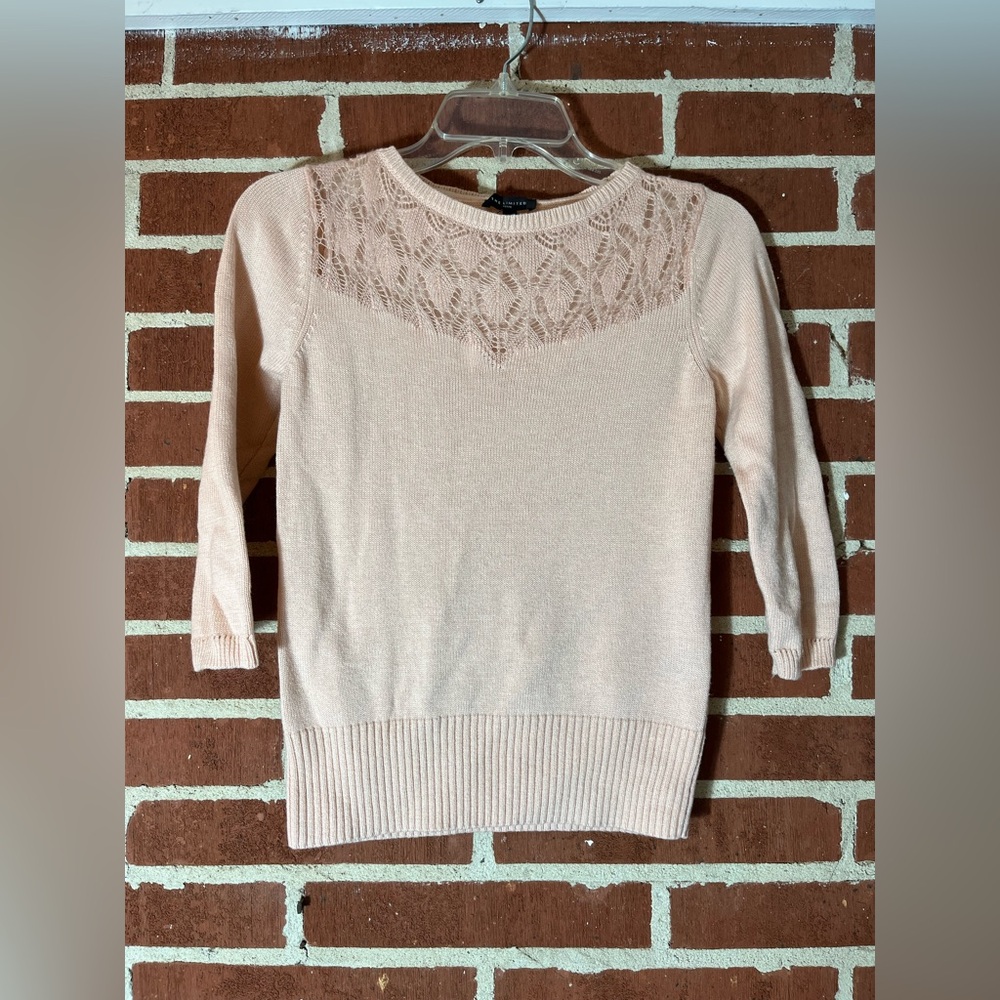 The Limited Lace Detail Sweater in Light Pink. XS